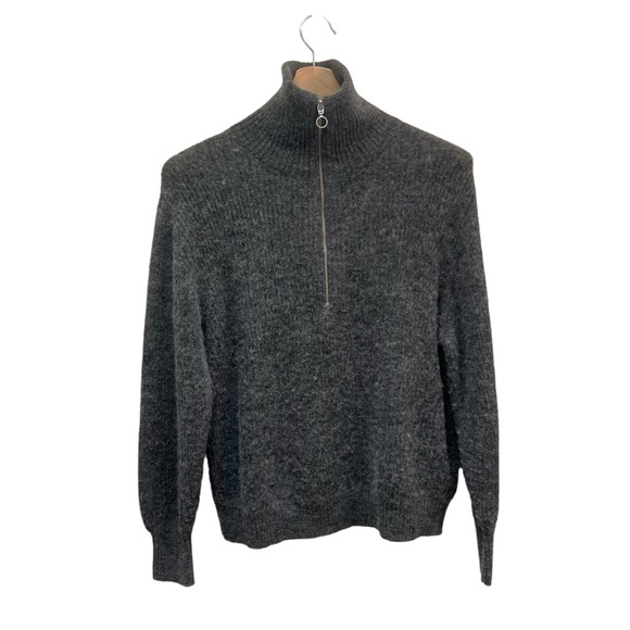 Quince Sweaters - Quince Half Zip Sweater Size M Gray Ribbed Alpaca Wool Blend Soft Cozy Pullover